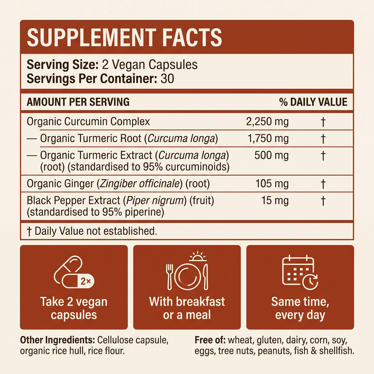 Vessia Organic Turmeric Curcumin with Ginger