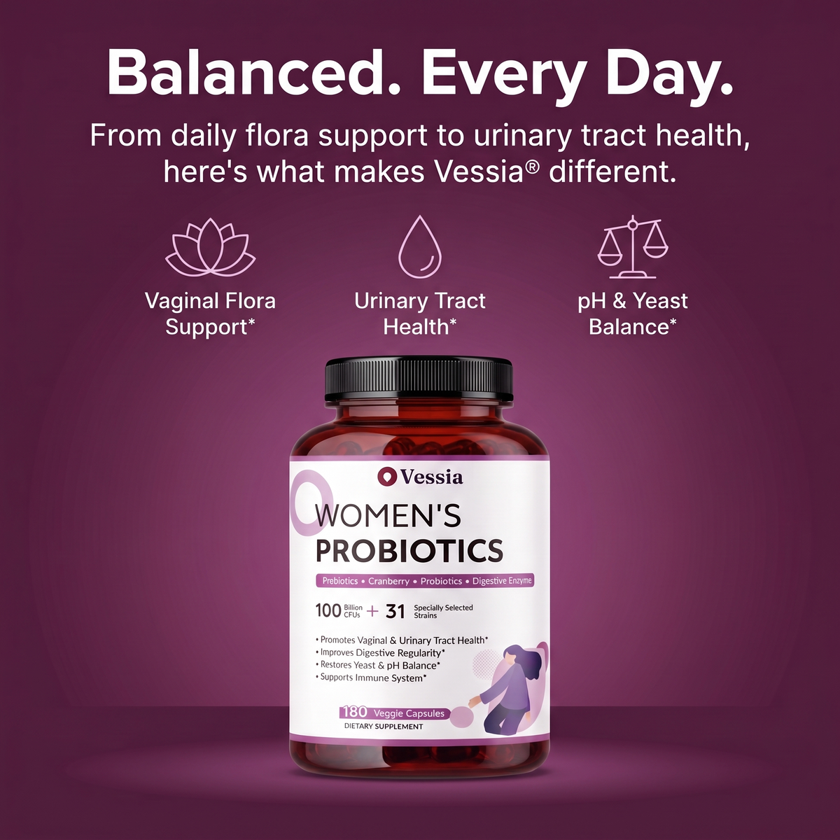 Vessia Womens Probiotic - High Strength 100B