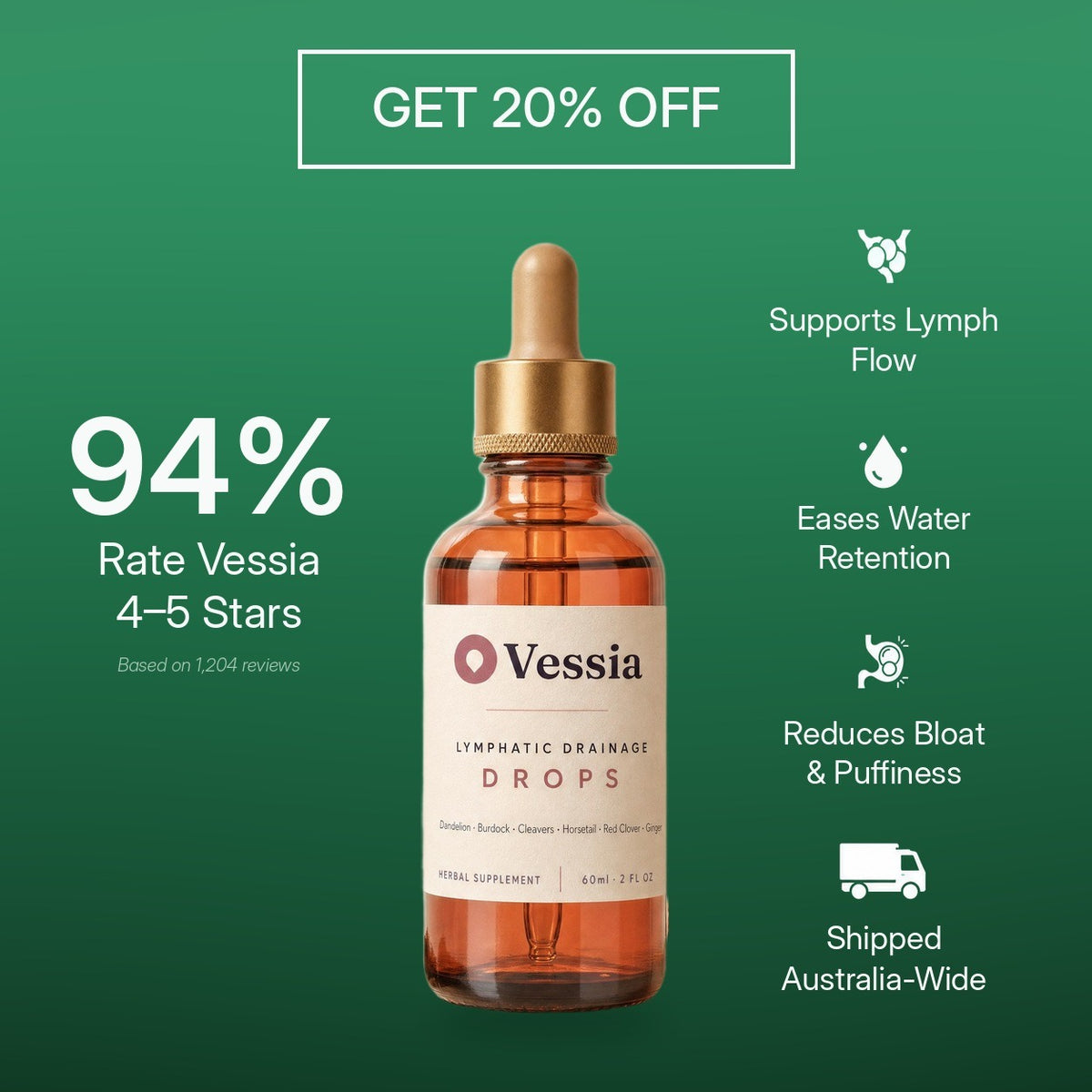 Vessia Lymphatic Drainage Drops – 94% rate Vessia 4–5 stars