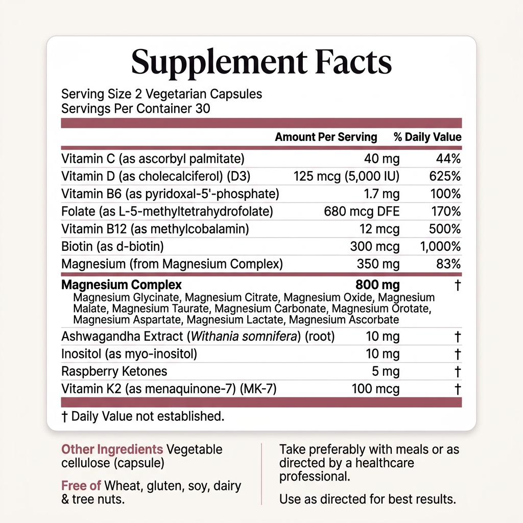 Vessia Magnesium Complex 20-in-1 for Women