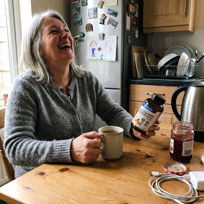 Vessia with morning tea in the kitchen