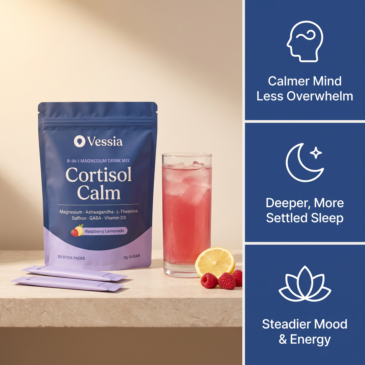 Vessia Cortisol Calm Magnesium Drink