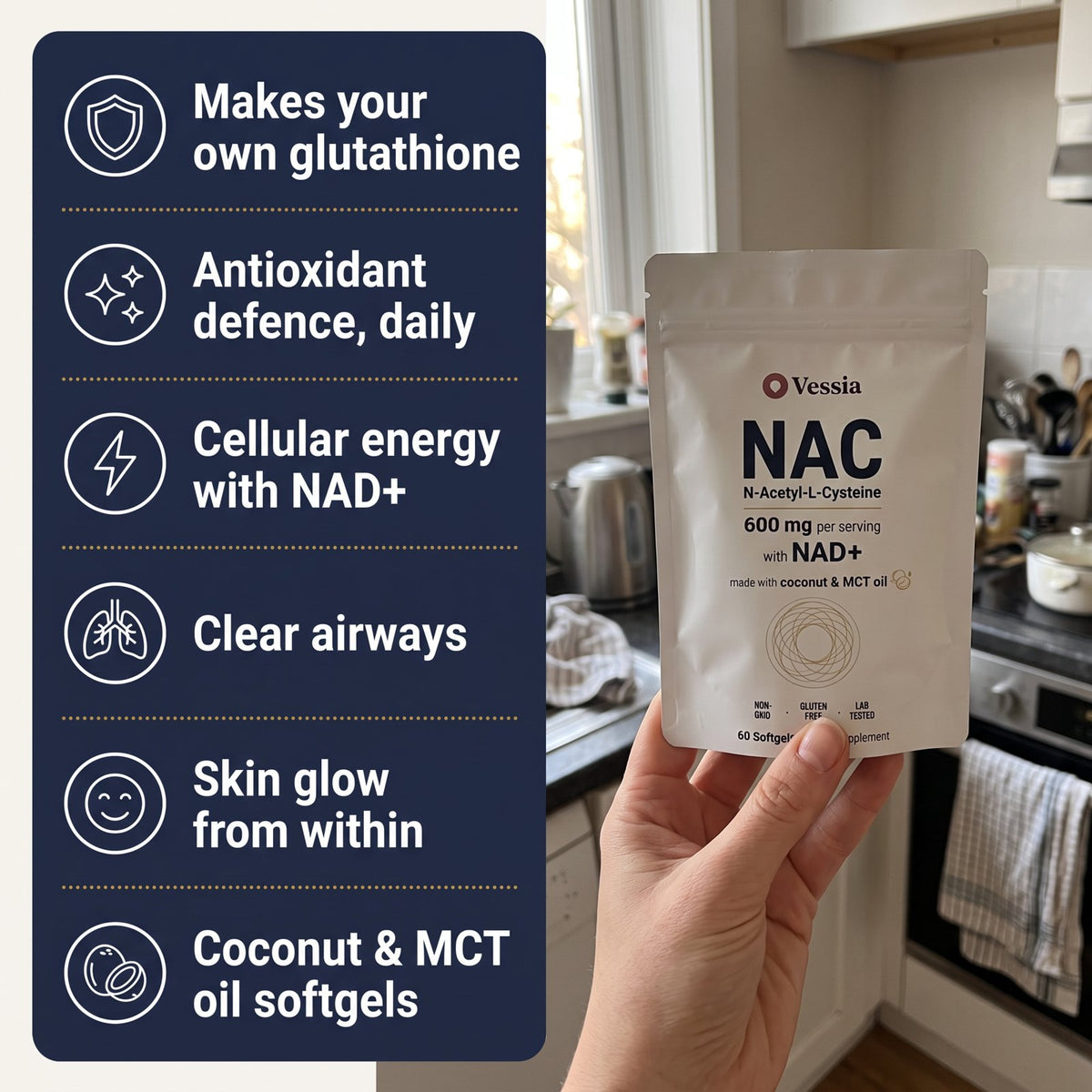 Vessia NAC 600mg with NAD+
