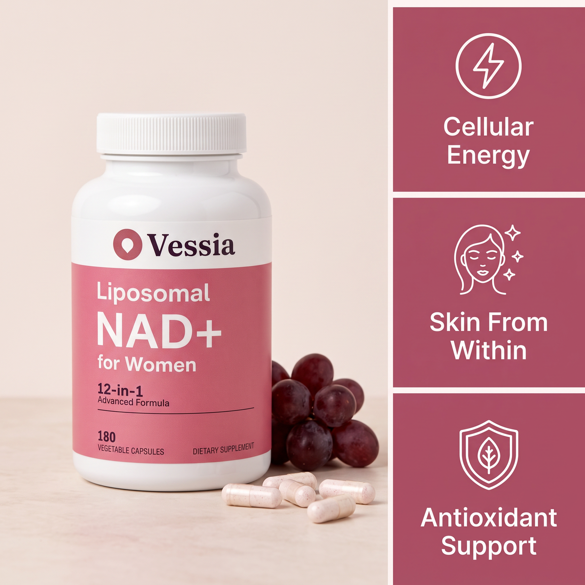 Vessia Liposomal NAD+ for Women 12-in-1