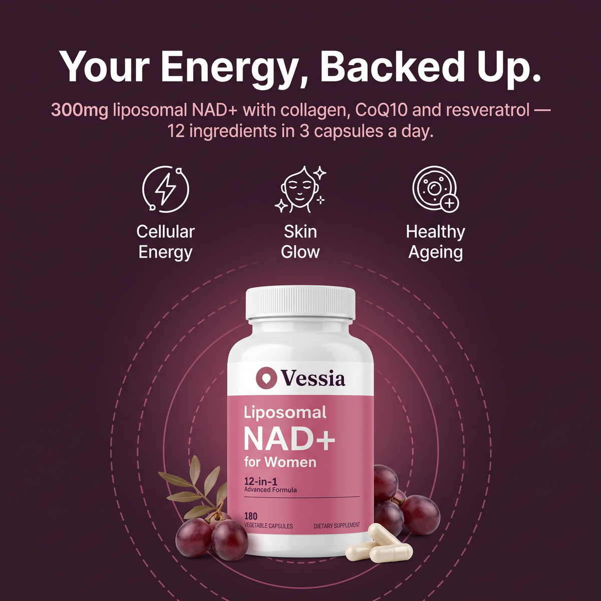 Vessia Liposomal NAD+ for Women 12-in-1