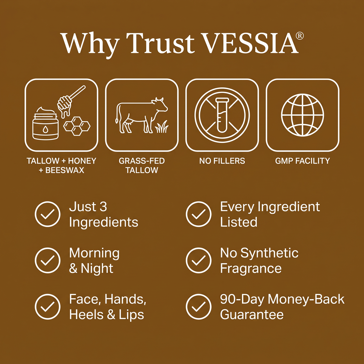 Vessia Beef Tallow Balm with Raw Honey & Beeswax